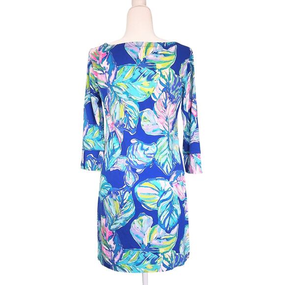 Lilly Pulitzer Marlowe Dress Lapis Blue Pop Up Jungle Hoppin 3/4 Sleeve Size M - Picture 5 of 9